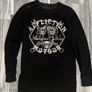 🔥☠️ Y2K AFFLICTION “Inside Out‎ Reversible” LS Thermal Graphic Tee - PERFECT